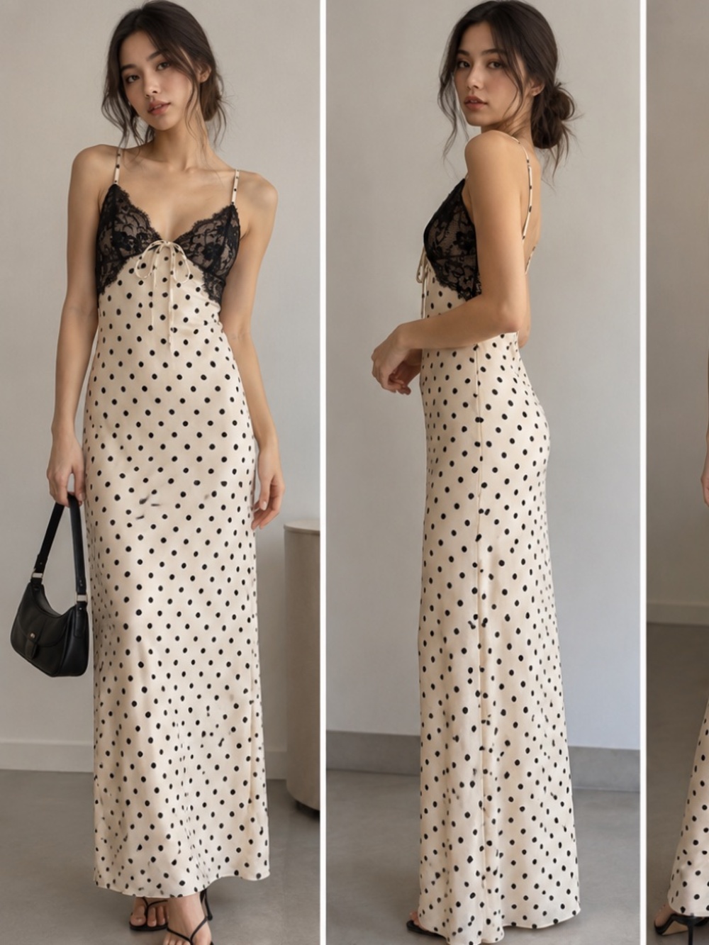 Thirty thirty cream lace polka dot dress XS spaghetti strap